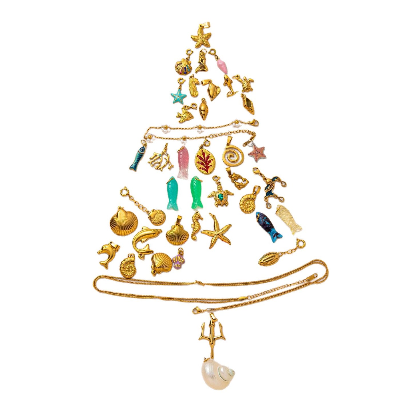 Vintage 18K Gold Plated Stainless Steel Pendant Charm Bar for Women