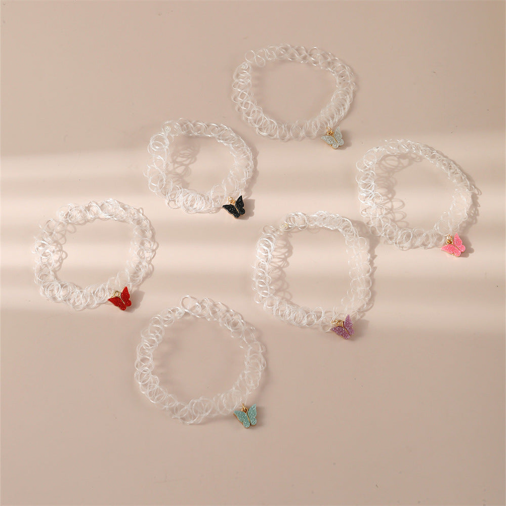 Juego de pulseras de aleación con forma de mariposa estilo dibujos animados para niños con diseño minimalista y empaque individual