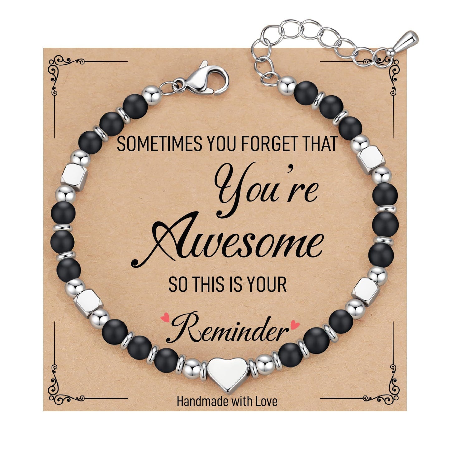 Fashion Heart Shaped Crystal Beaded Stainless Steel Bracelet for Women