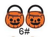 Pendientes de madera de Halloween para niños con formas de fantasma, dulces, calabaza, cesta, gato negro, calavera, polilla, cabeza de alienígena y murciélago con diseño impreso