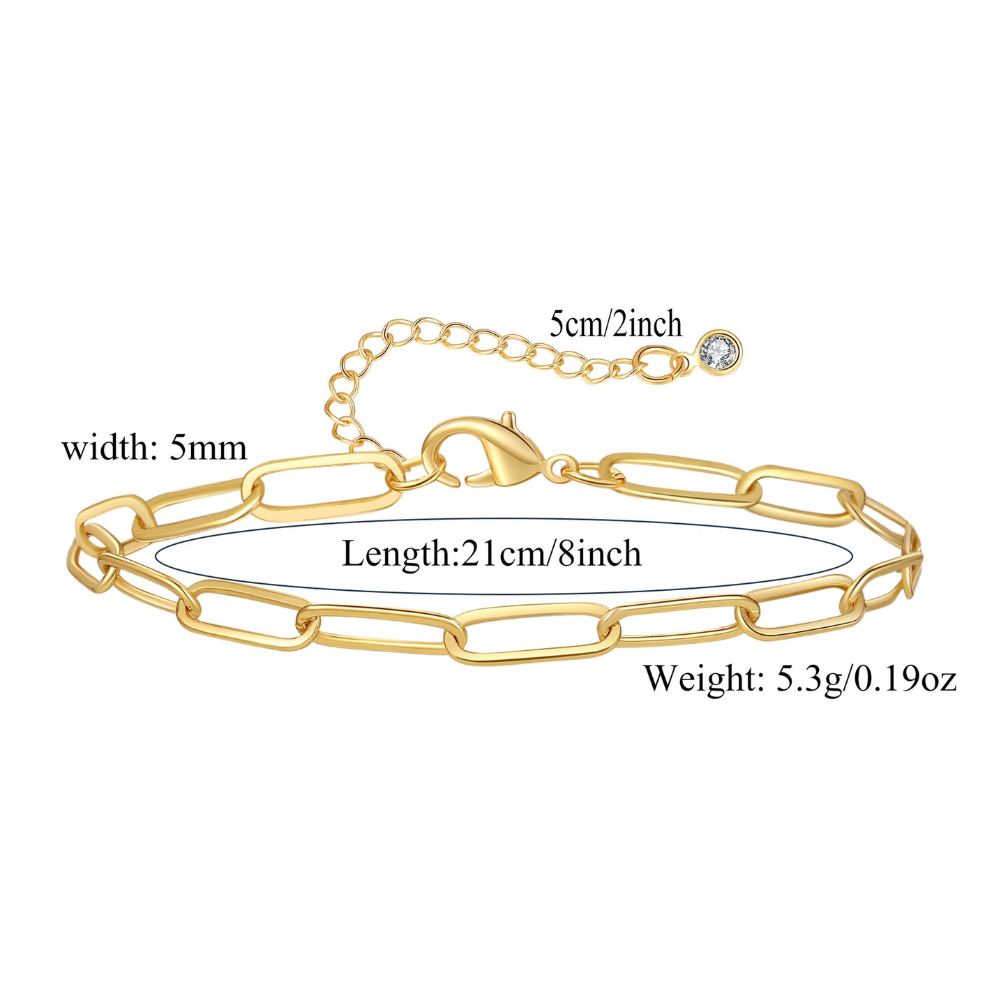 Minimalist Gold Plated Brass Geometric Cuban Link Chain Anklet for Women