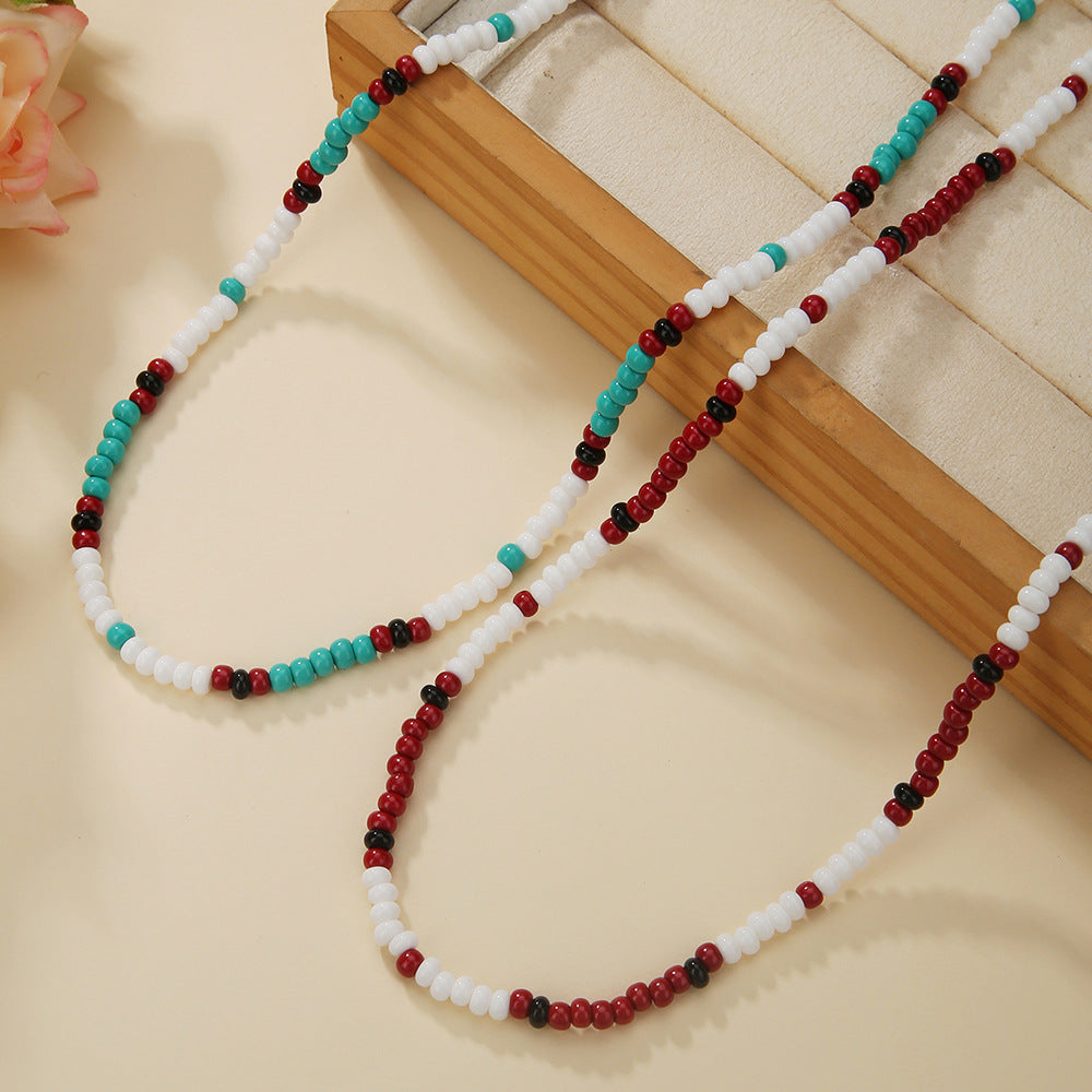 Bohemian Style Geometric Beaded Necklace for Men in Stainless Steel with O-Chain