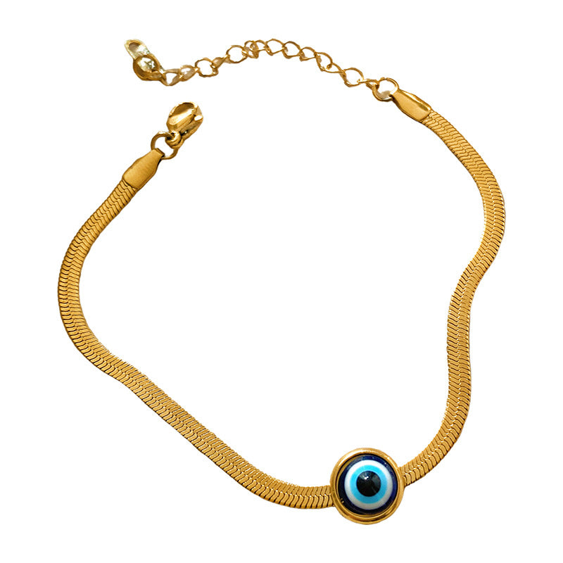 Minimalist Luxury Evil Eye Snake Chain Bracelet Titanium Steel Plated Unisex