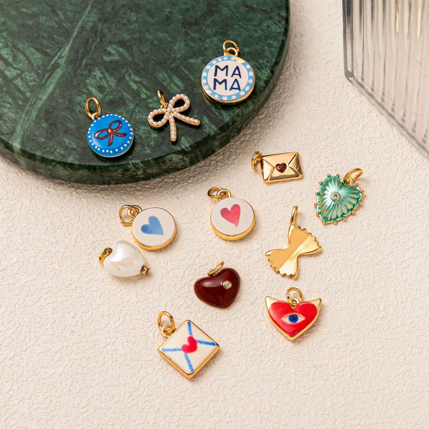 Minimalist Floral Pattern Brass PVD Plated Charm Bar