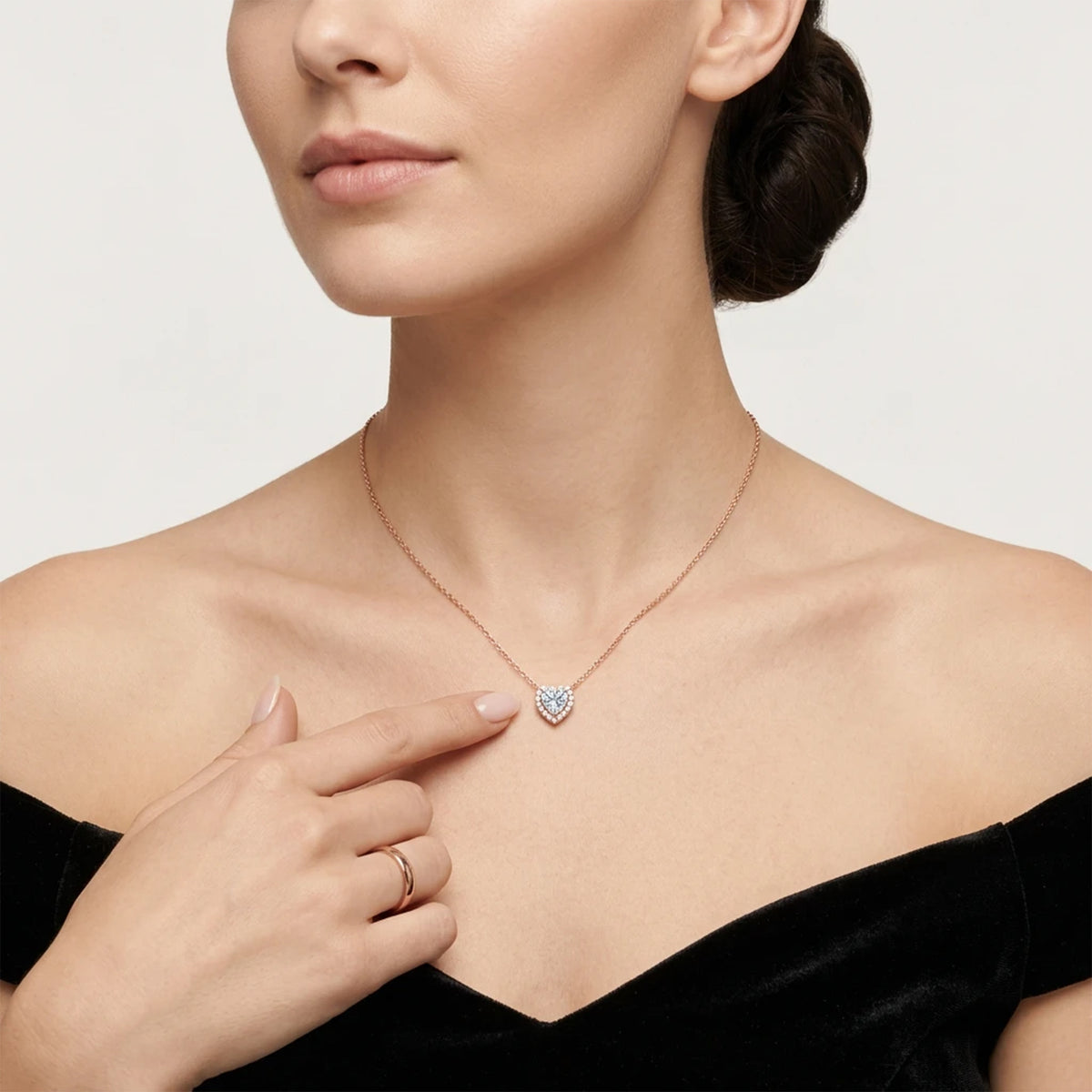 Sweet 925 Sterling Silver Heart Moissanite Tennis Necklace with Adjustable Chain for Women