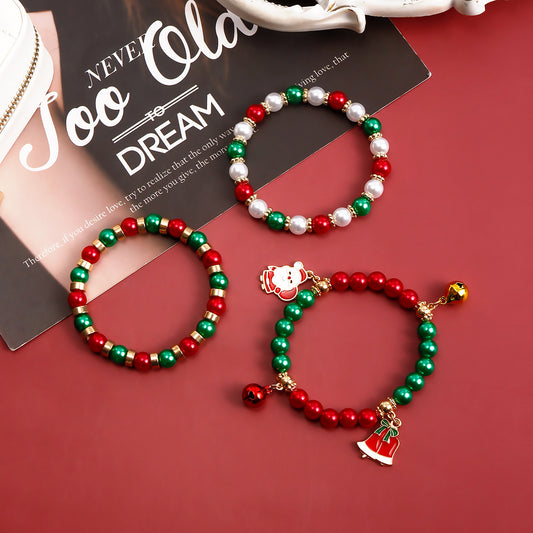 Set di bracciali geometrici in acrilico con perline e finitura placcata, idea regalo per le feste di Natale