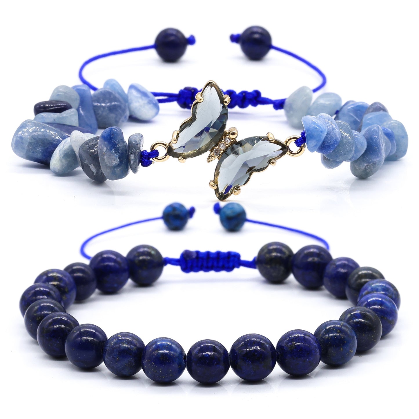 Minimalist Gradient Butterfly Crystal Bracelet with Amethyst and Citrine Chips for Women