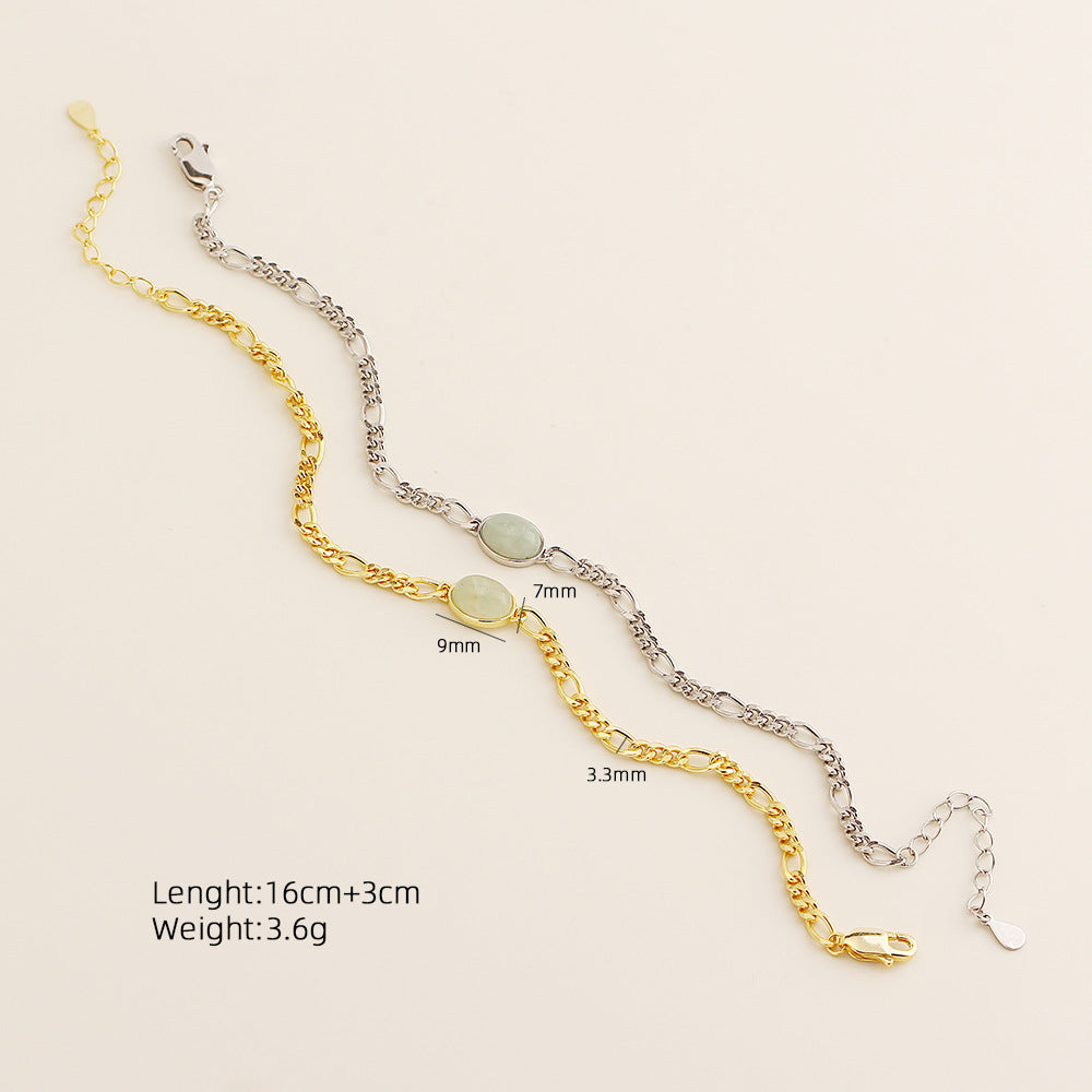 Elegante bracciale da donna placcato in agata ovale geometrica in argento sterling 925