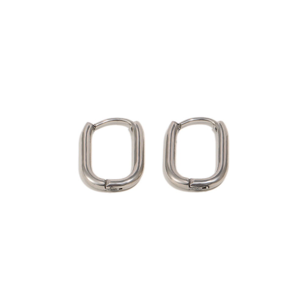 Minimalist 18K Gold Plated Stainless Steel Geometric U-Shaped Hoop Earrings for Women