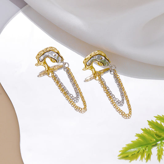 Two-Tone Gold and Silver Plated Alloy Geometric Heart Tassel Earrings for Women