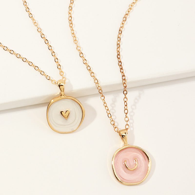 Collana con ciondolo a forma di cuore, stella e luna a fulmine rotondo minimalista per ragazze, collana in lega con catena a scatola stile principessa