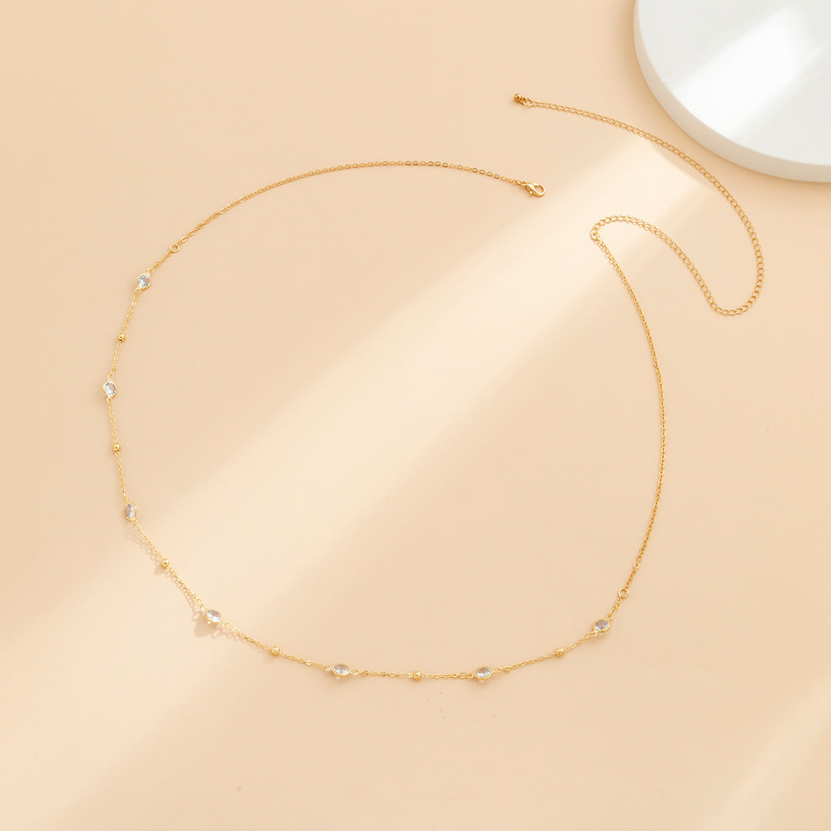 Hip-hop Casual Matte Alloy Double Layer Body Chain with Crystal Tassel Adjustable Waist Chain for Women