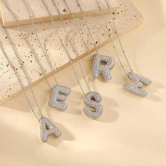 Fashion Plated Brass Letter Bubble Pendant Necklace for Women