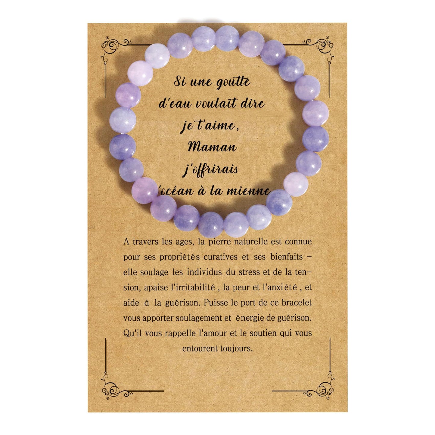8mm Natural Stone Beaded Bracelet with Amethyst, Amazonite, Strawberry Quartz and Agate for Unisex