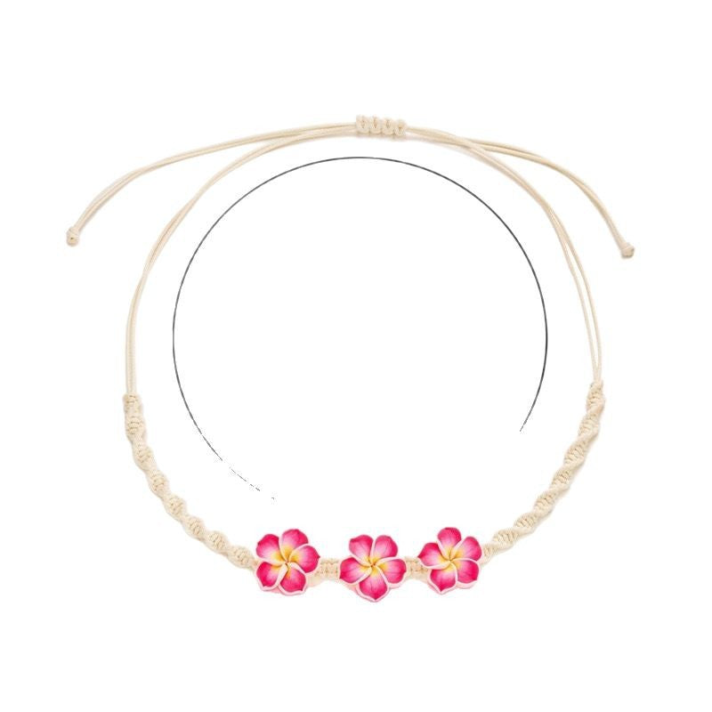 Elegante collar y pulsera de resina floral bohemia con cadena de cable para mujer