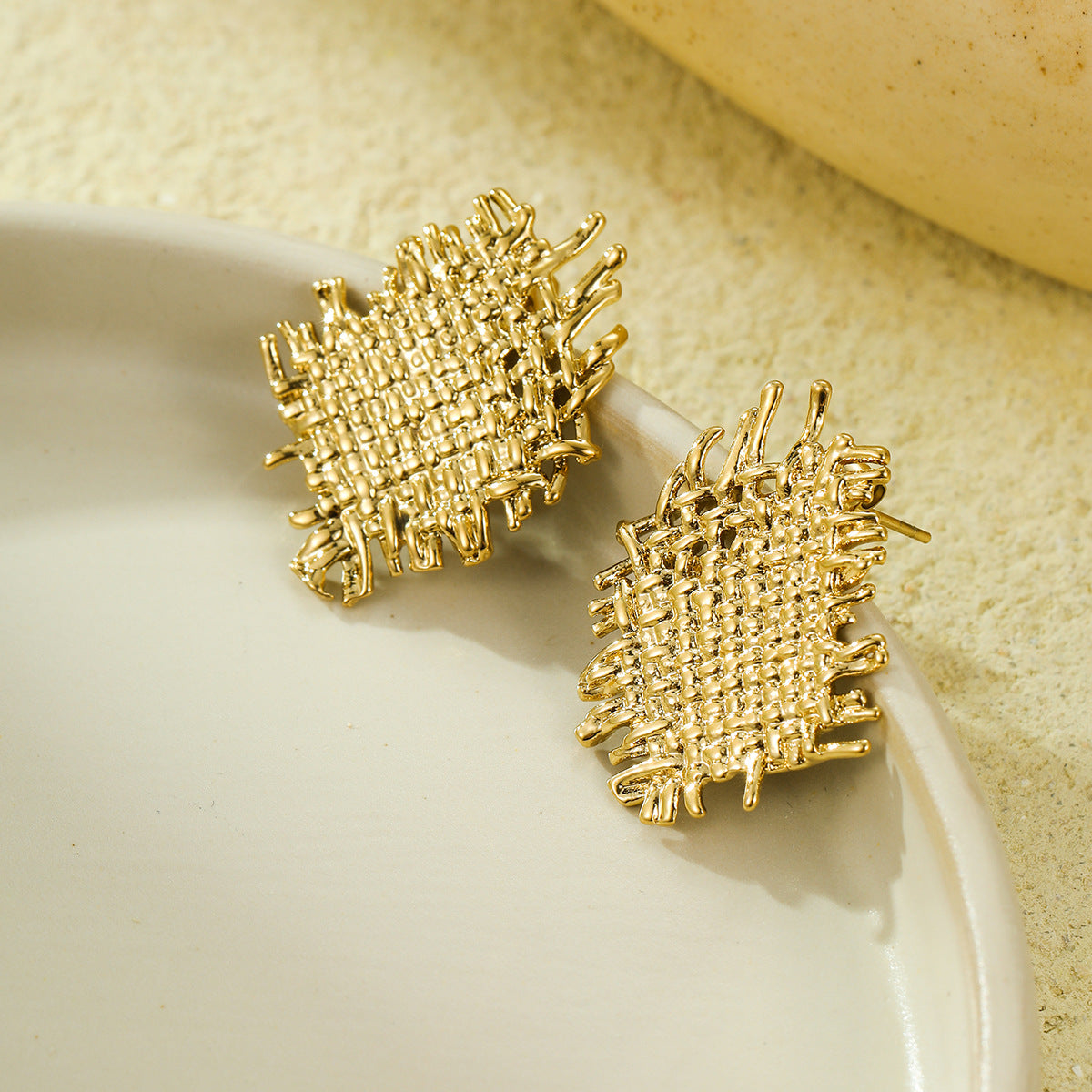 Orecchini da donna vintage geometrici in acciaio inossidabile placcati oro 18K