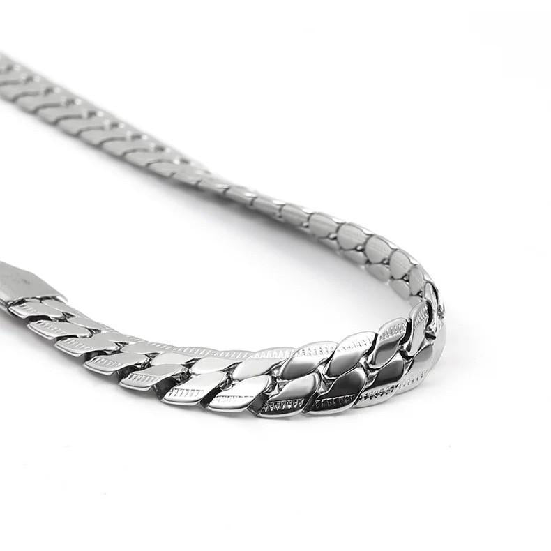 Collar de eslabones cubanos estilo Hip Hop para hombres y mujeres de acero de titanio con acabado pulido