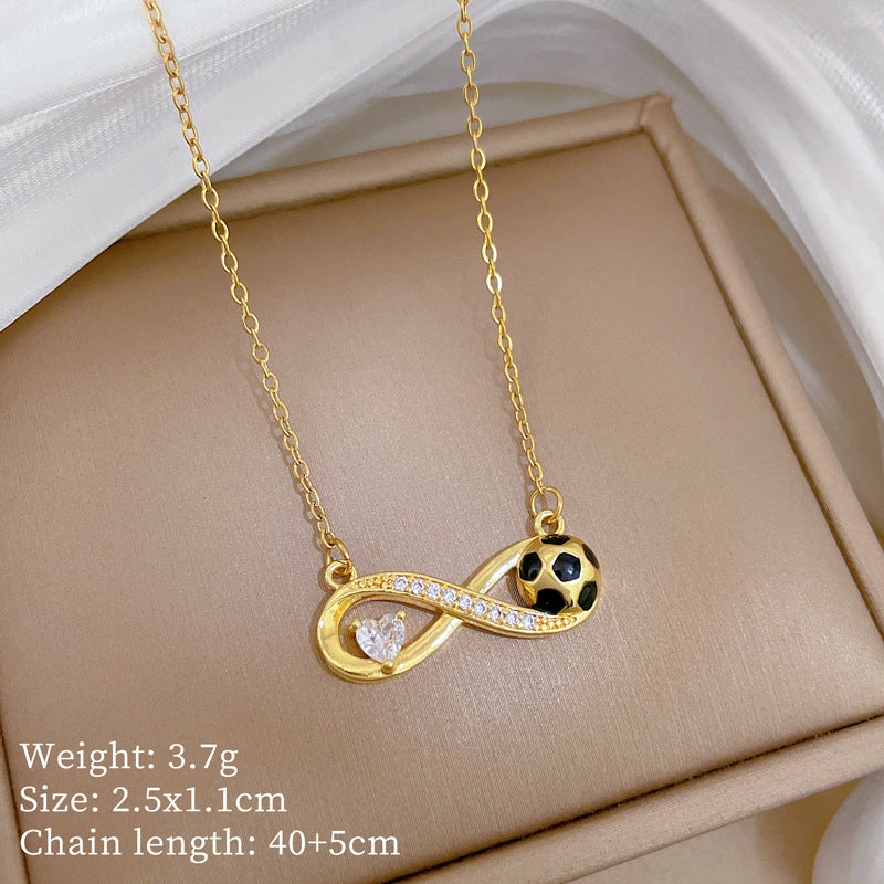 Sweet Minimalist Cross Micro-Inlaid Cubic Zirconia Brass Pendant Titanium Steel Necklace for Unisex