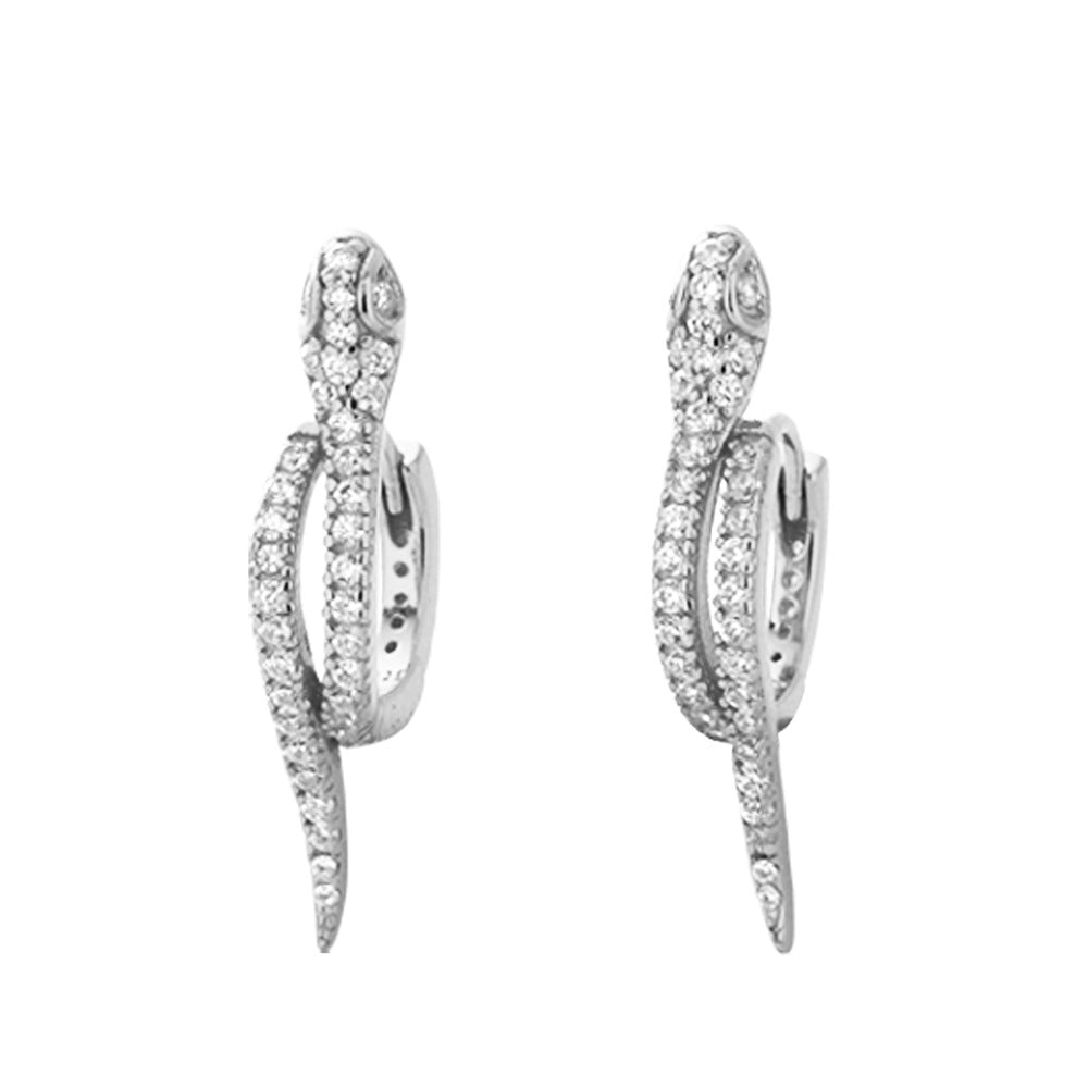 Orecchini a clip creativi a forma di animale in argento sterling S925 con intarsio di strass e finitura smaltata, unisex