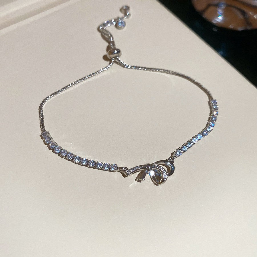 Elegant Geometric Floral Bracelet for Women in Plated Copper with Rhinestone Accents, Minimalist Office Style Hand Jewelry