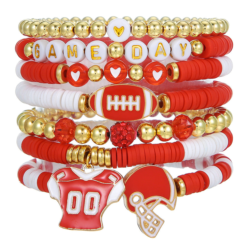 9-Piece Set Geometric Star Letter Resin Beaded Stretch Bracelet Stack