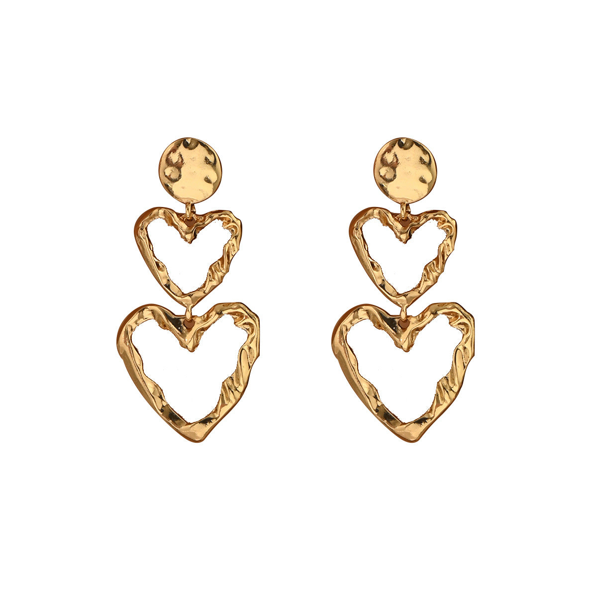 Pendientes de tuerca minimalistas en forma de corazón de aleación de zinc con acabado chapado para mujer