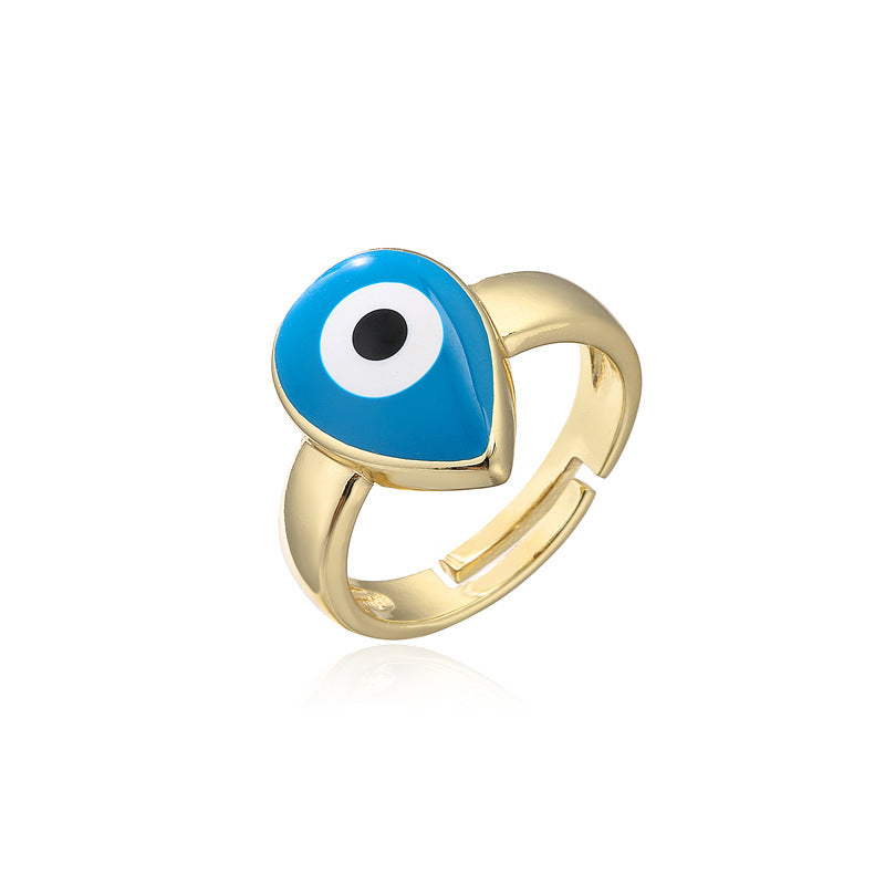 Teardrop Geometric Drip Oil Gold Plated Brass Ring for Women
