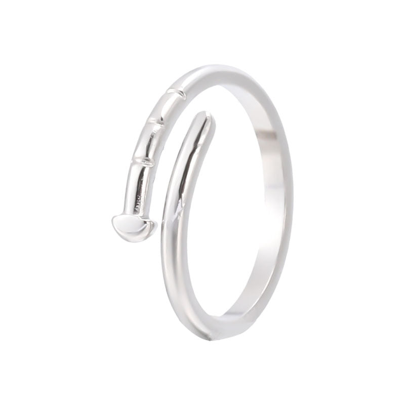 Anello regolabile minimalista geometrico in acciaio al titanio con finitura placcata per donna