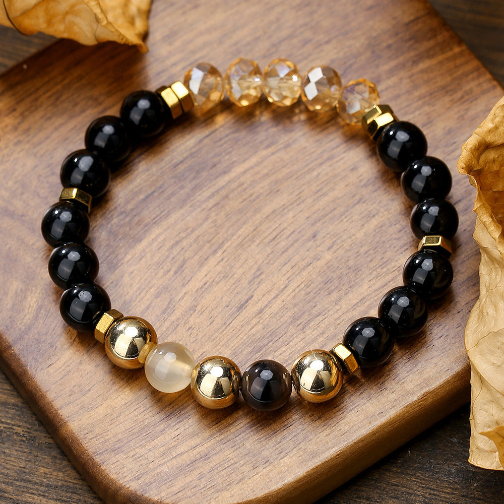 Ethnic Geometric Natural Agate Crystal Bracelet Unisex Handmade Jewelry