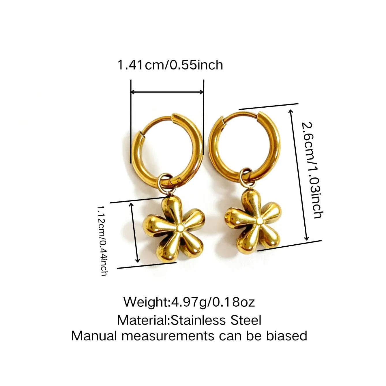 Minimalist Luxury Floral Geometric Plated Stainless Steel Earrings for Women