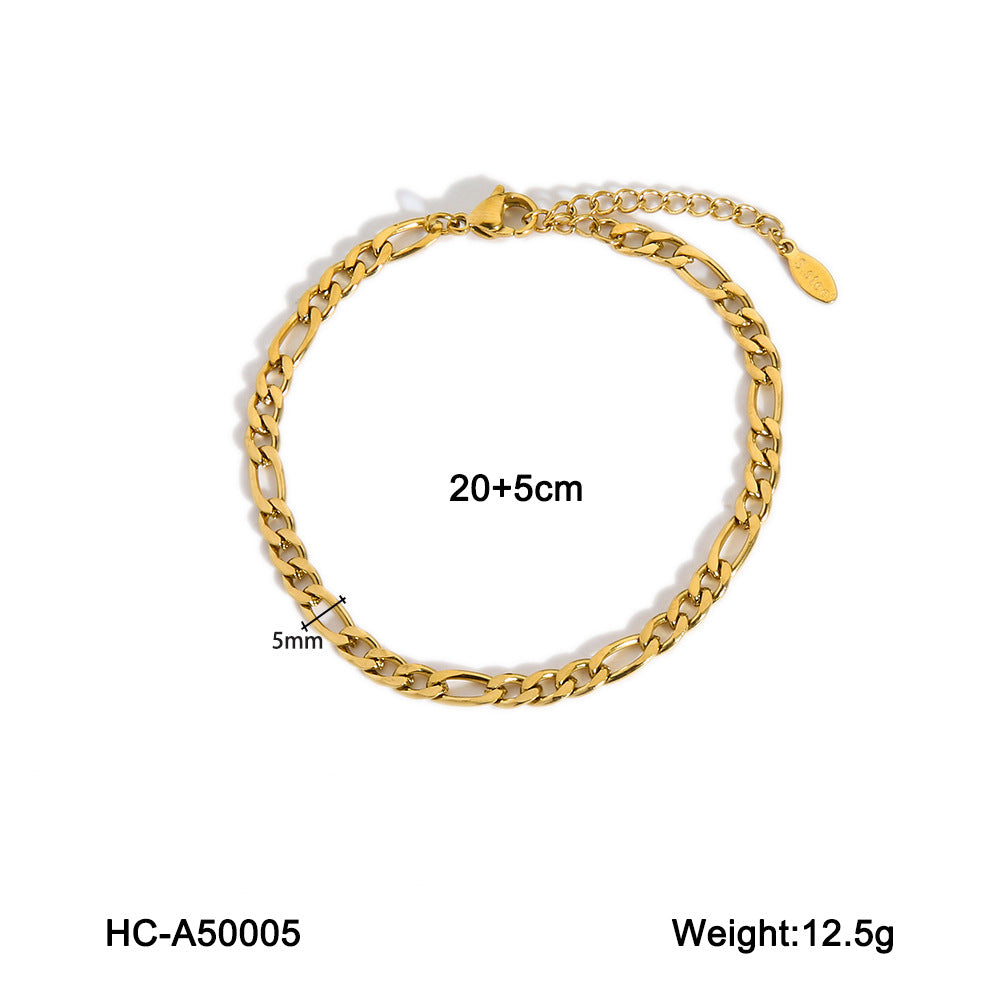 Minimalist Geometric Titanium Steel Anklet for Women Stainless Steel 18K Gold Plated Fade-Resistant Foot Jewelry