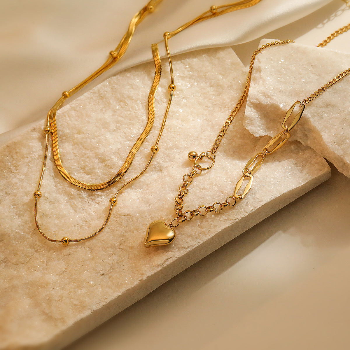 Collana Minimalista Geometrica da Donna in Acciaio al Titanio, Catena Ipoallergenica per Clavicola da Indossare a Strati