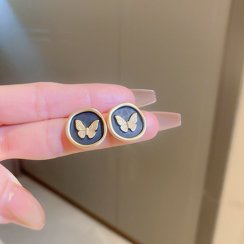 Chic Vintage Heart-Shaped Enamel Earrings with 925 Sterling Silver Posts for Women