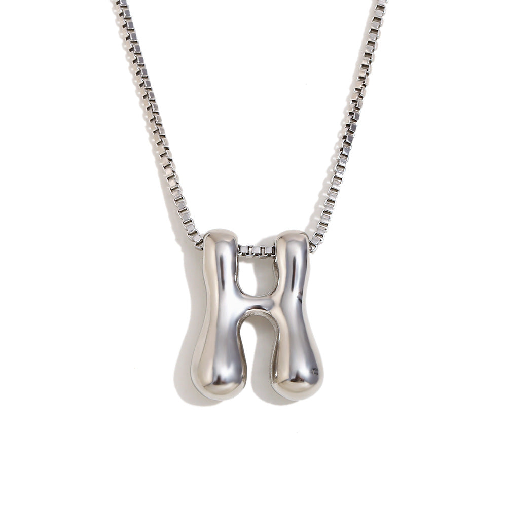 Minimalist Fashion Letter Necklace for Women Stainless Steel Pendant with 18K Gold Plating