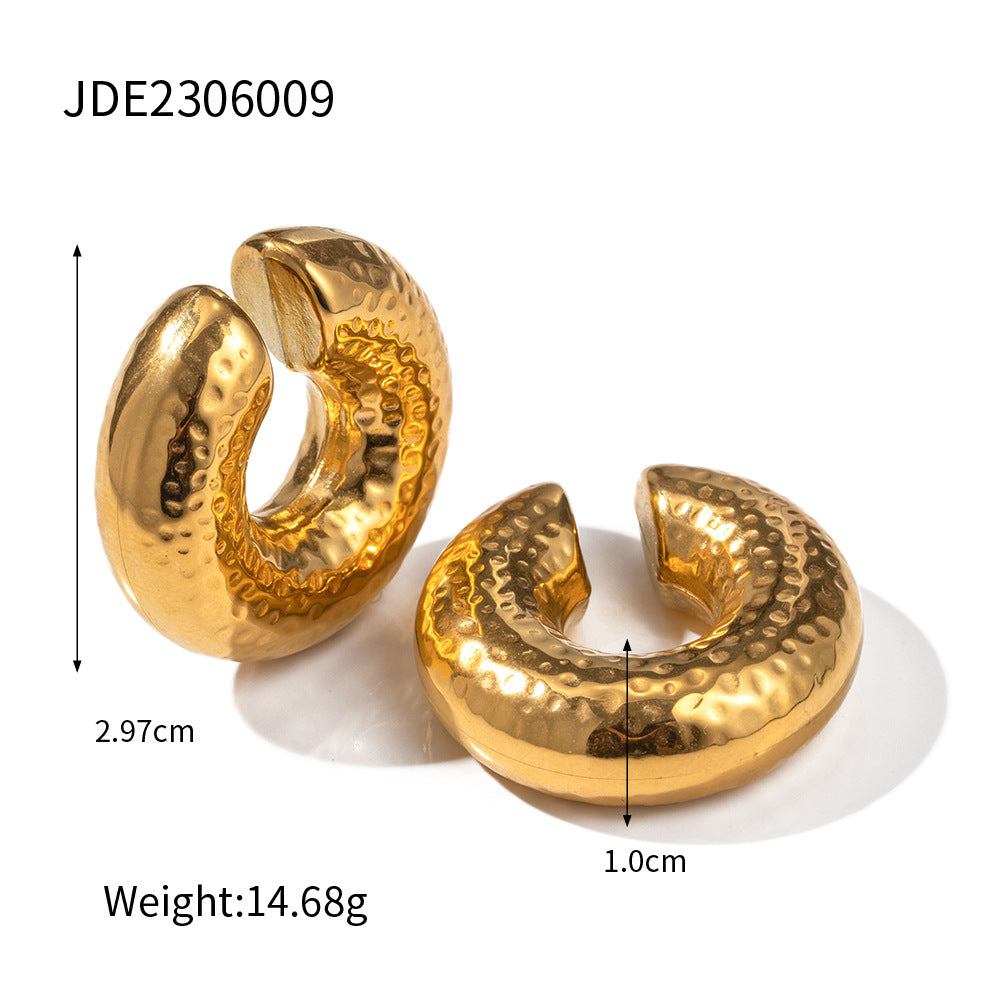 Orecchini a Clip a C in Acciaio Inossidabile Geometrici in Stile INS con Placcatura in Oro 18K, Ipoallergenici e Resistenti allo Sbiadimento