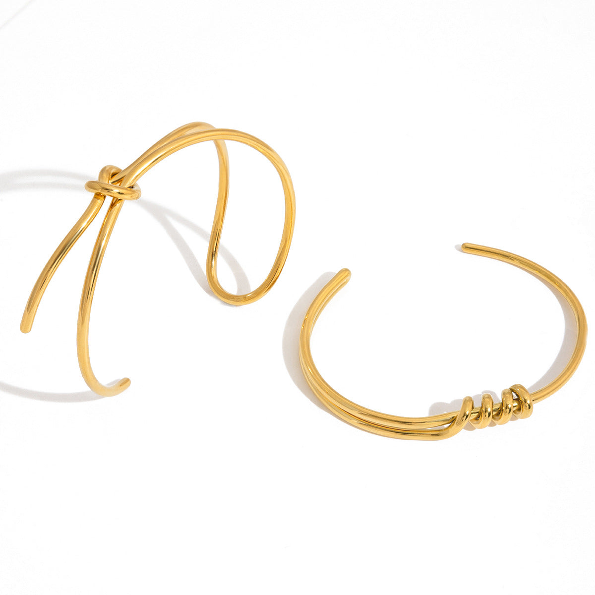 Bracciale rigido aperto geometrico lineare placcato oro 18 carati in acciaio inossidabile da donna