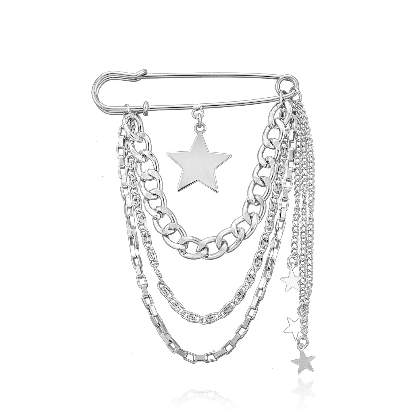 Hiphop Star-Shaped Brooch for Women Men Unisex Alloy Plated Geometric Design Fashion Jewelry Accessory