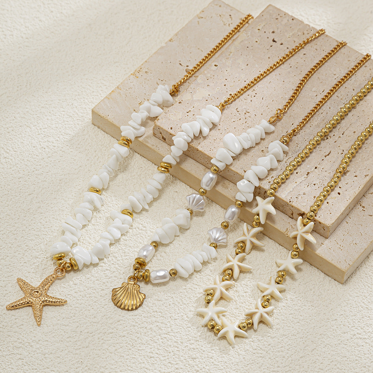 Bohemian Multi-layer Alloy Star and Imitation Pearl Necklace for Women