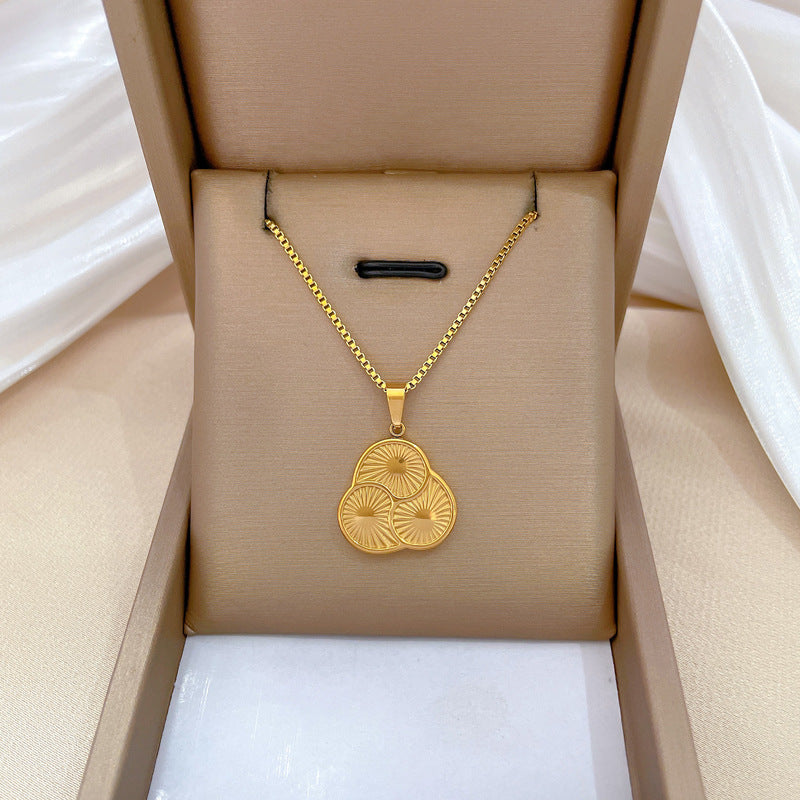 Collana pendente girevole in acciaio al titanio geometrica minimalista con placcatura in oro per donna e uomo