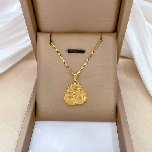 Minimalist Geometric Titanium Steel Rotating Pendant Necklace with Gold Plating for Women and Men