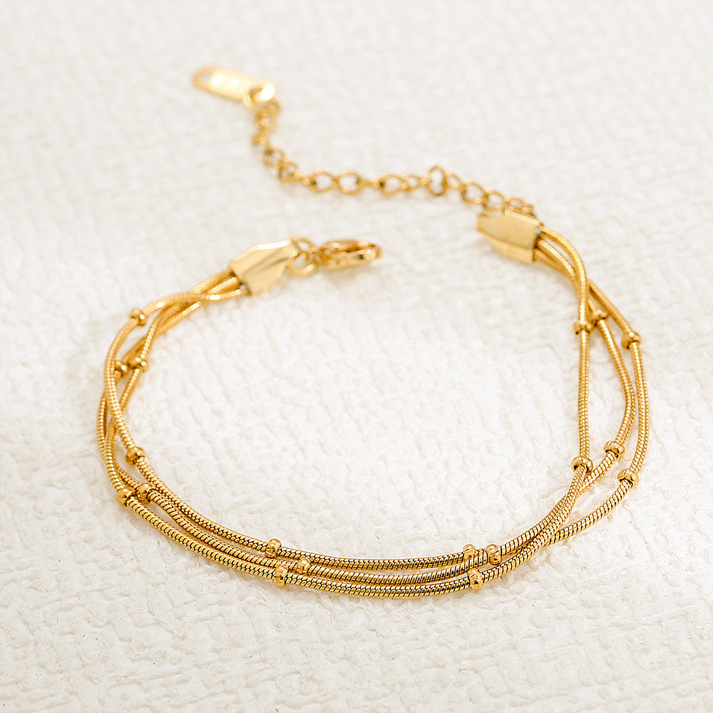 Luxury Geometric Stainless Steel Bracelet with Gold Plating for Women