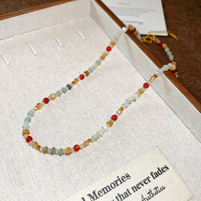 Collana Sweet Dopamine con perle barocche in lega di zinco con finitura placcata e ciondolo geometrico, delicata catena a clavicola da donna