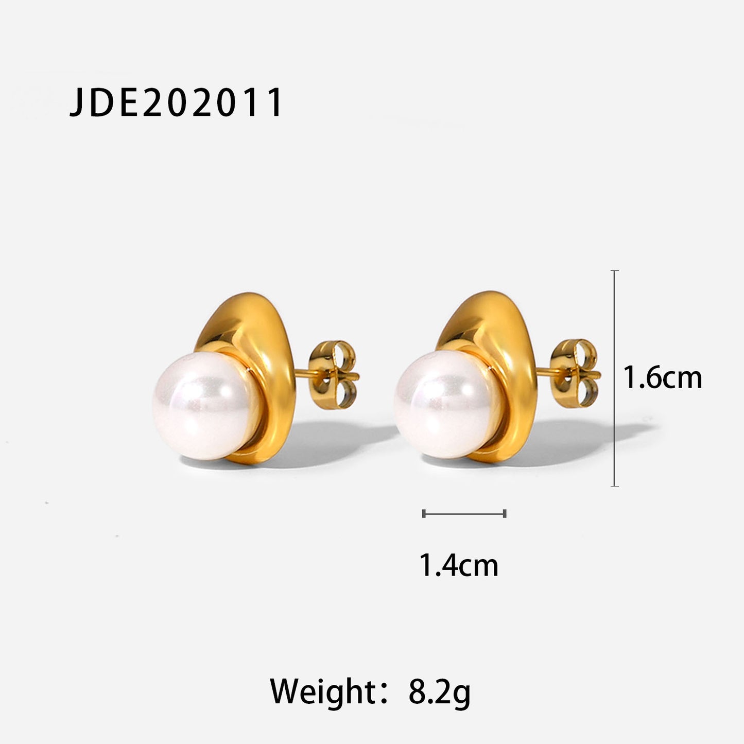 Geometric Stainless Steel Plated Pearl Earrings for Women