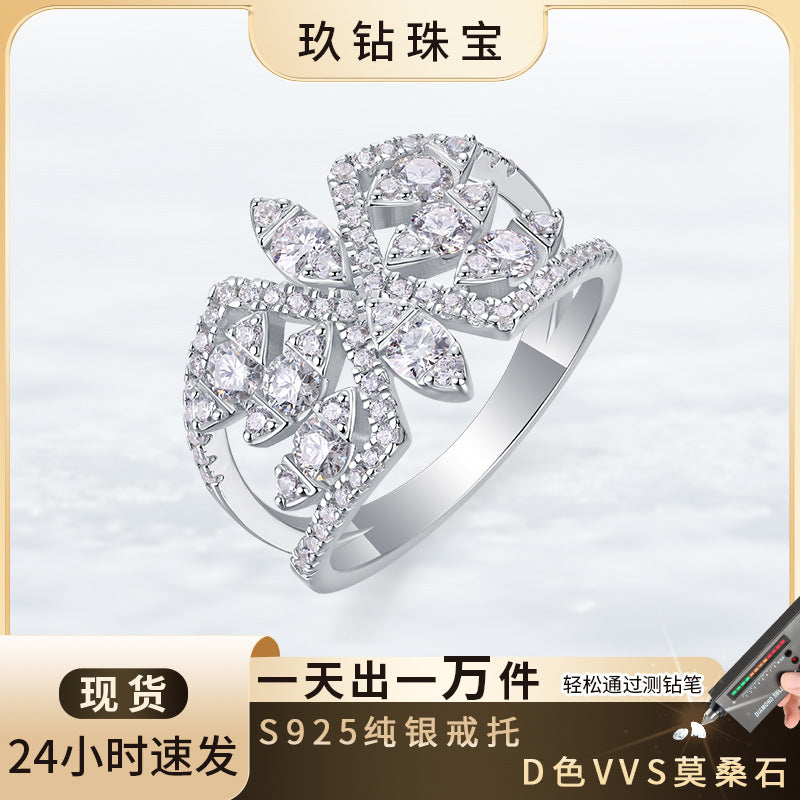 Anello a Farfalla di Lusso in Argento Sterling 925 con Moissanite e Placcatura in Oro 18K