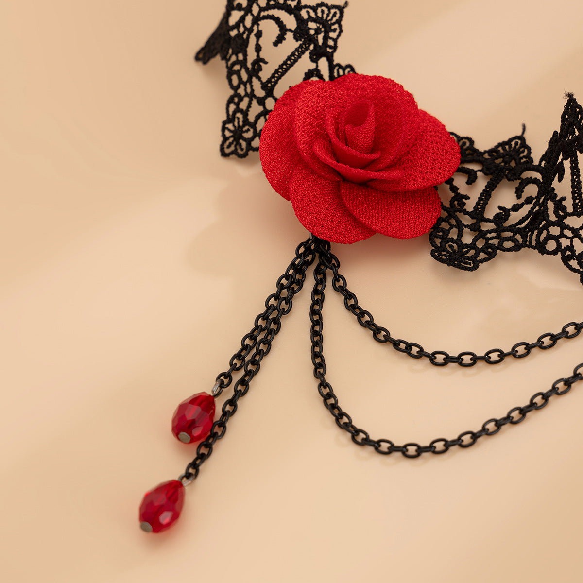 Sweet Punk Floral Lace Elastic Leg Chain with Iron Chain for Women