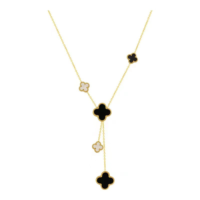 Minimalist Geometric Four-Leaf Clover Titanium Steel Collar Chain Necklace