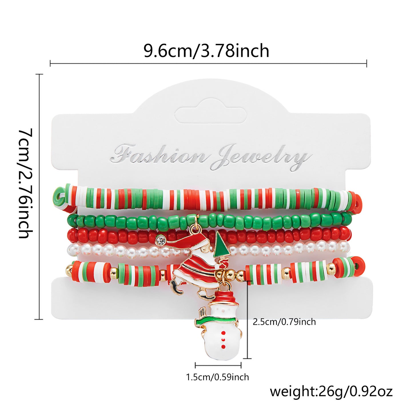Christmas Cartoon Character Resin Bracelet Set with Snowflake Reindeer Bell Santa Claus Elements Casual Unisex Jewelry