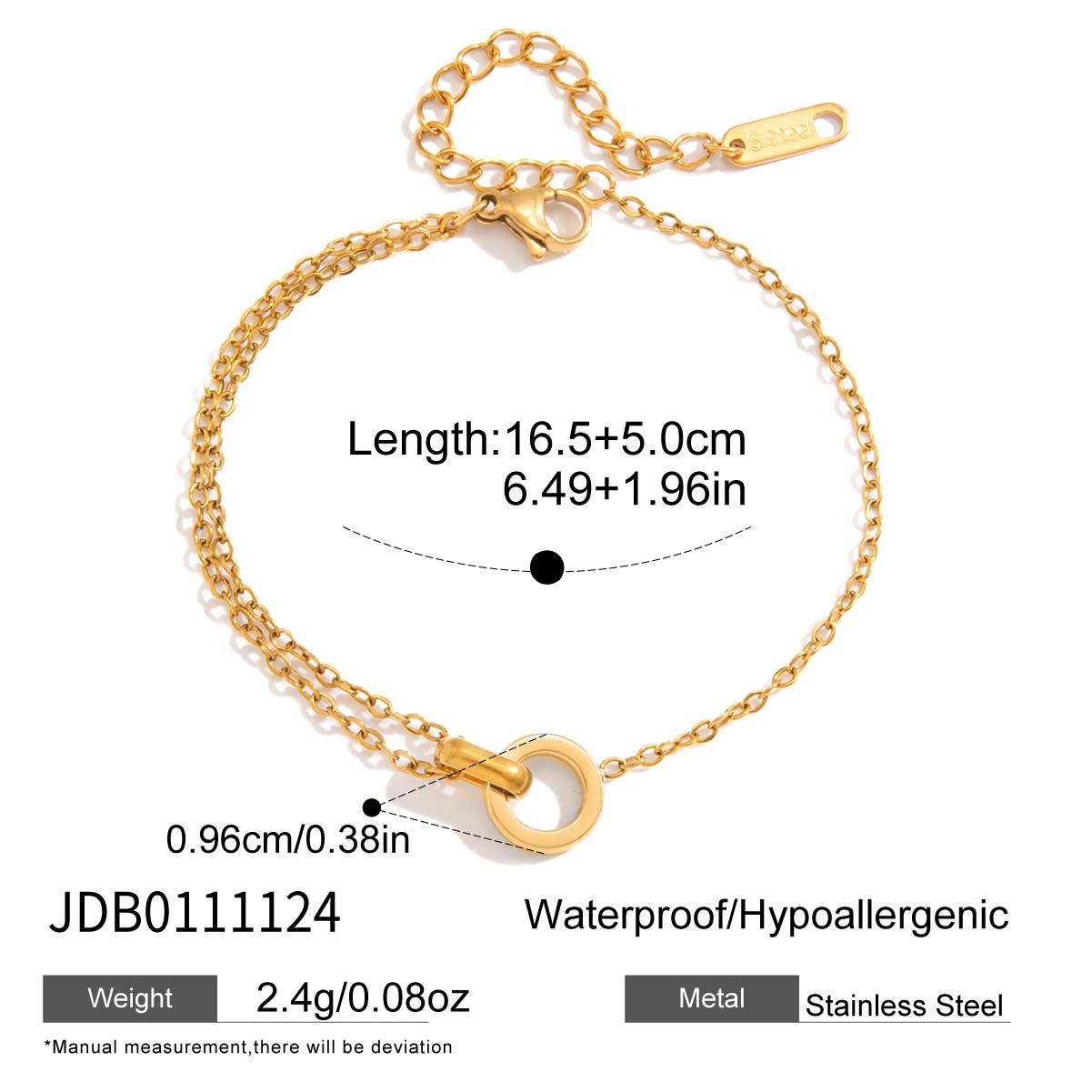 Elegant Round Geometric Stainless Steel and Titanium Steel Plated Necklace and Bracelet Set for Women with Cable Chain