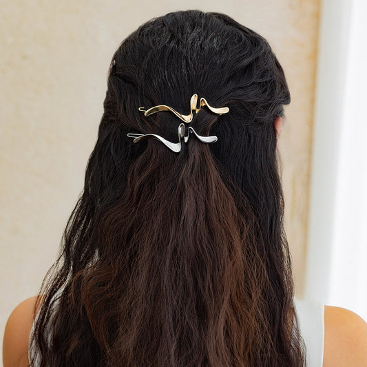 Minimalist Sporty Irregular Geometric Plated Iron Hair Clip for Women