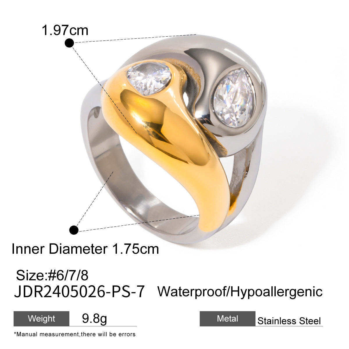 Elegant Geometric Floral Gold Plated Stainless Steel Ring for Women